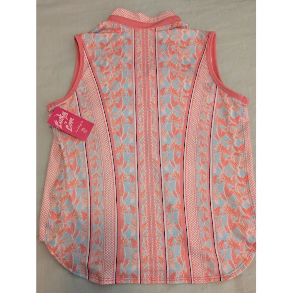 Lucky in Love Tank and Skort Set Girls Size M 10-12 Coral Pink Golf Tennis NWT